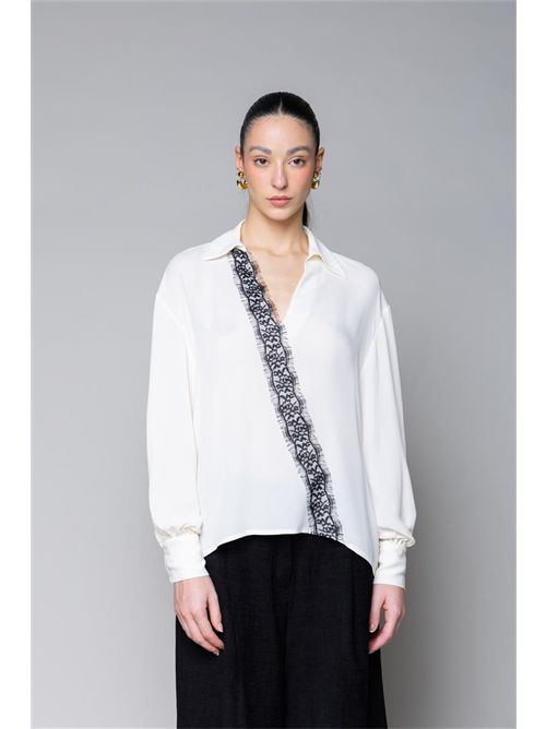 Blusa in crepe de chine con pizzo KAOS | SI1GX010/1041